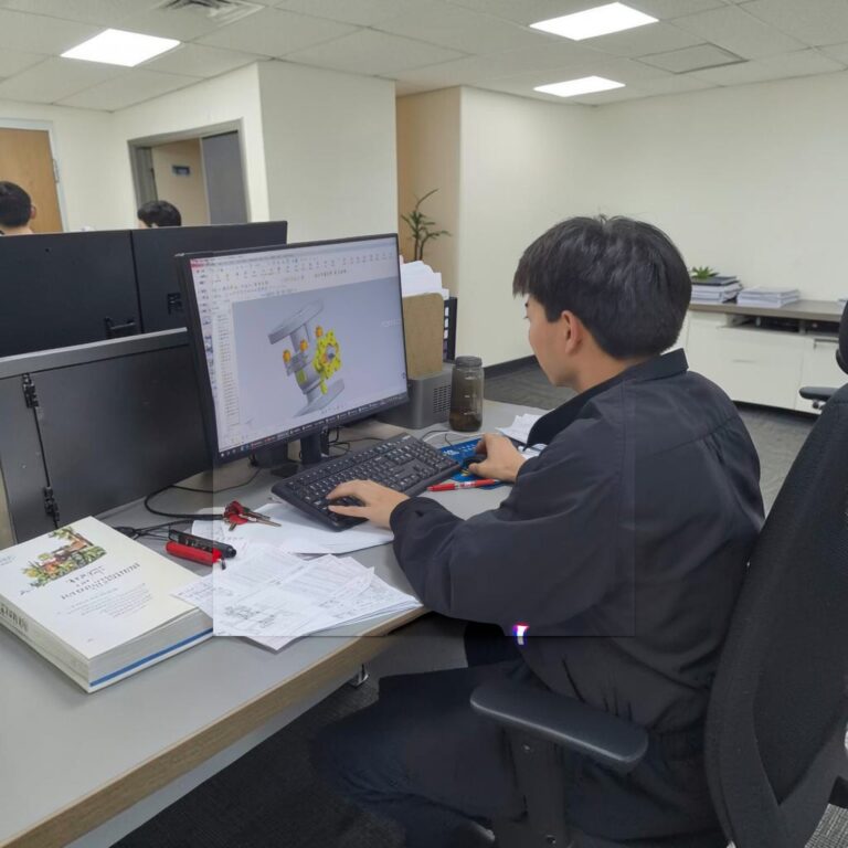 Engineer modelling a valve in SolidWorks at BAUTU