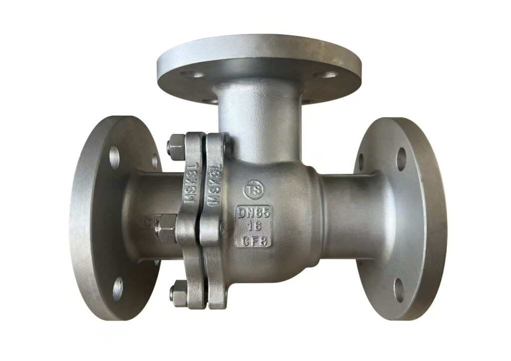 3-way ball valve with DN65 PN16 CF8 cast on the body